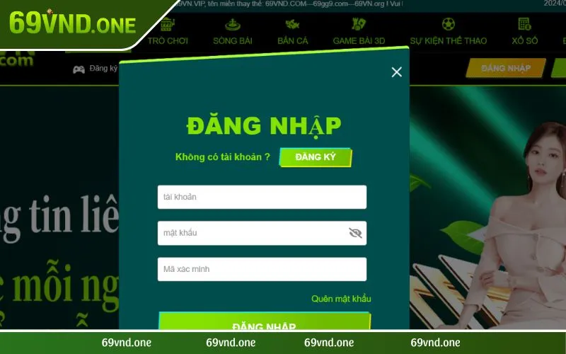 Đăng nhập tài khoản 69VN trên website chính thức