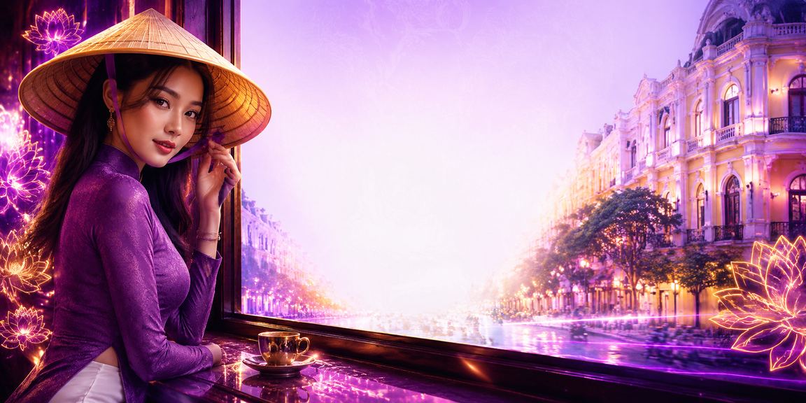 Không khí casino trực tuyến sôi động tại Hà Nội với biểu tượng nón lá Việt Nam