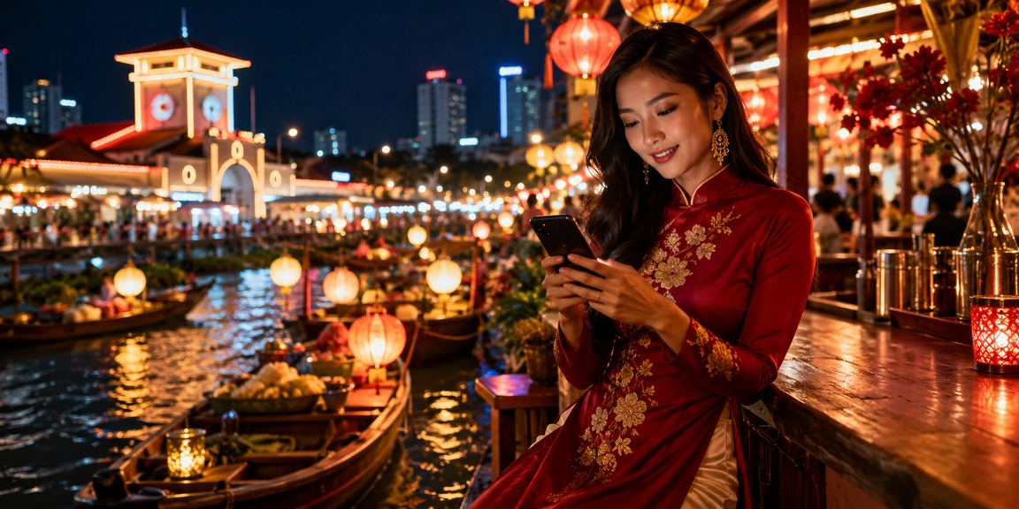 Người dùng TP.HCM thực hiện giao dịch rút tiền qua điện thoại tại chợ đêm sôi động